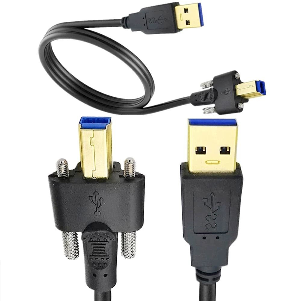 Cavo dati stampante USB 3.0 tipo A maschio a B maschio con doppio bloccaggio a vite M3 per docking station, driver rigidi esterni