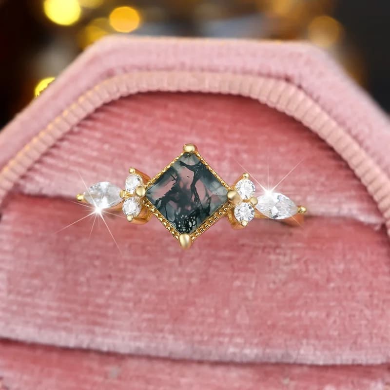 Anello con diamante bianco micro intarsiato in agata di diamanti europei e americani per accessori da sposa di lusso leggero e non sbiaditi da donna