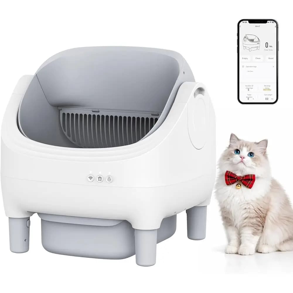 Lettiera Intelligente con Controllo App per Gatti Multipli, Sicurezza a 7 Livelli, Contenitore da 10,5L, Funzionamento Silenzioso