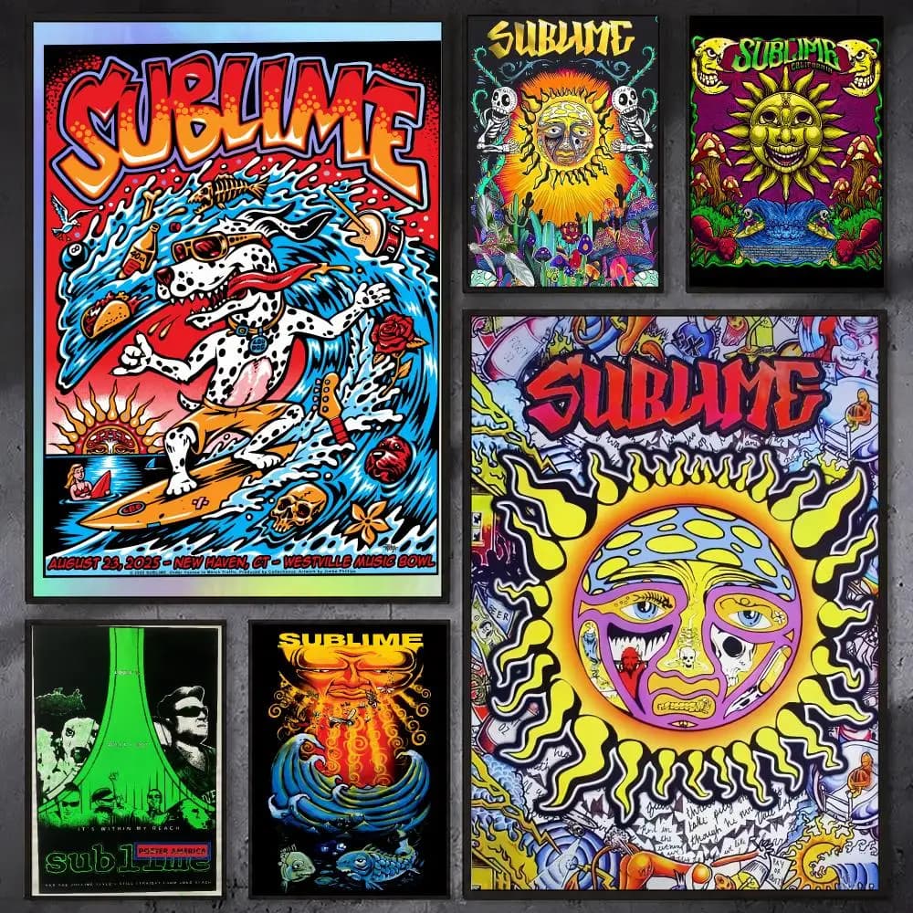 S-Sublime Rock Band Cool Poster Waterproof Sticky Wall Art Print For Bedroom Living Room Hallway Bar Home Decor