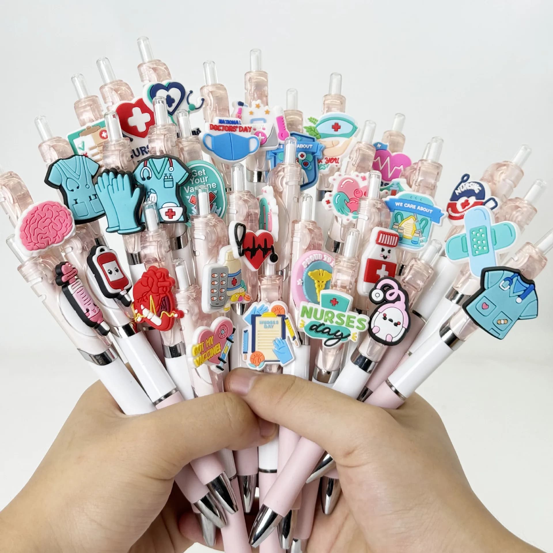 Student Stationery Medical-Themed Press-Type Pink Gel Pen Water Pen Office Ballpoint Pen
