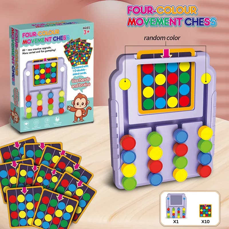 Gioco del Tris a Quattro Colori per Allenamento Logico, Riconoscimento dei Colori e Abbinamento, Giocattolo Educativo Precoce per Bambini