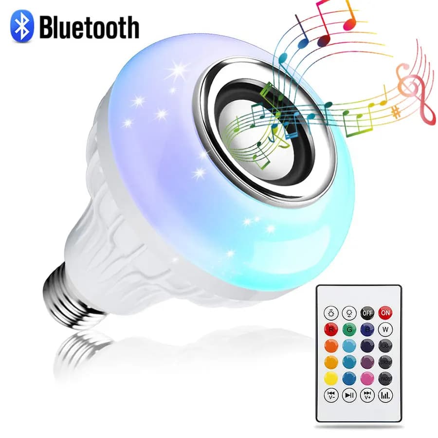 85-265V E27 Bluetooth RGBW music light bulb with remote control DJ Disco Stage Speaker bulbs per bedroom Living room Stage lighting