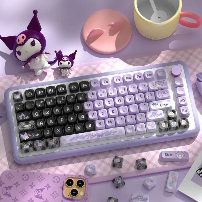 Keycaps Anime Sanrio Kuromi MOA Personalizzabili in PBT, Carini e Decorativi per Tastiera Meccanica
