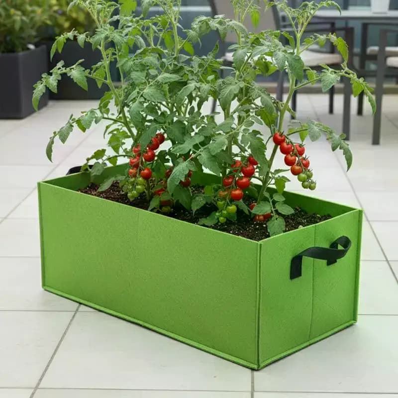 Rectangular Fabric Plant Grow Bag Breathable Non Woven Planter Pot With Handles Foldable Grow Bucket For Vegetables And Flowers