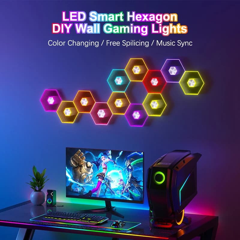 Lampada da Parete LED RGB con Telecomando Quantum Light, Luce Atmosfera Intelligente 5V per Camera da Letto e Parete di Sfondo