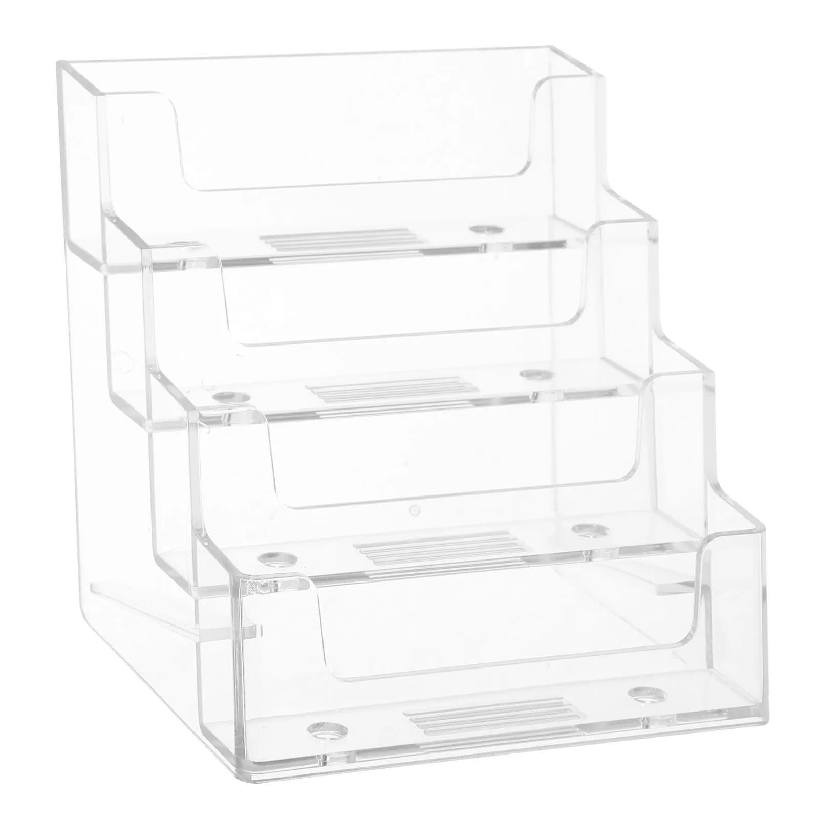 Business Card Holder Transparent Clear Organizer Business Cards Storage Box Tabletop Desk Stand Card Display Organizer
