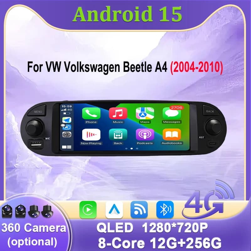 Android 15 Car Radio For VW Volkswagen Beetle A4 2004 - 2010 Stereo Viedo Player Wireless Carplay Auto Multimedia 4G WIFI DSP