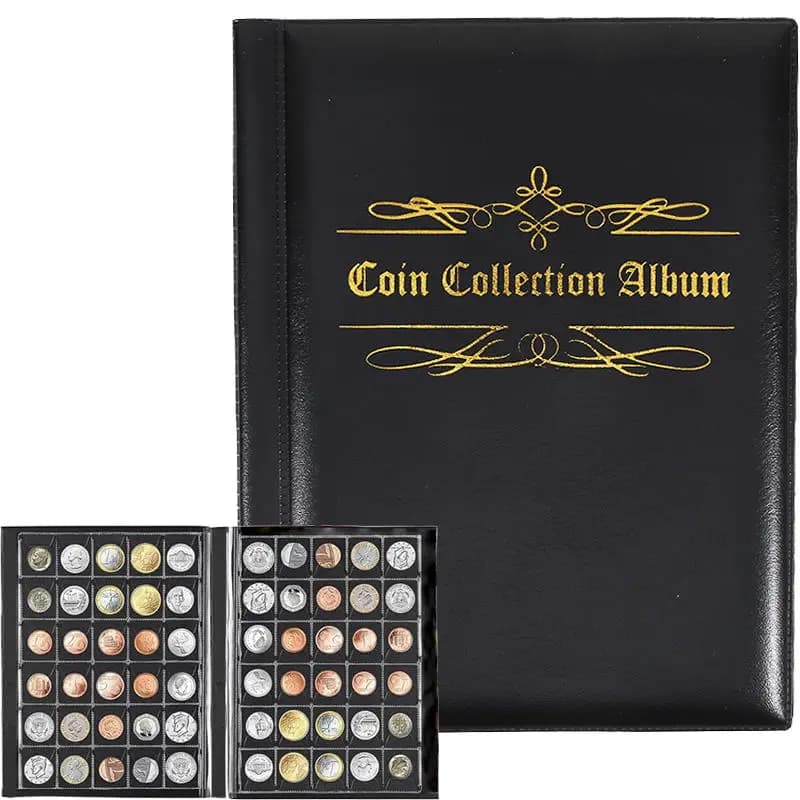480-Coin Collection Album Euro Coin Collecting Book Pennies Medallions Badges Dollar Organizer