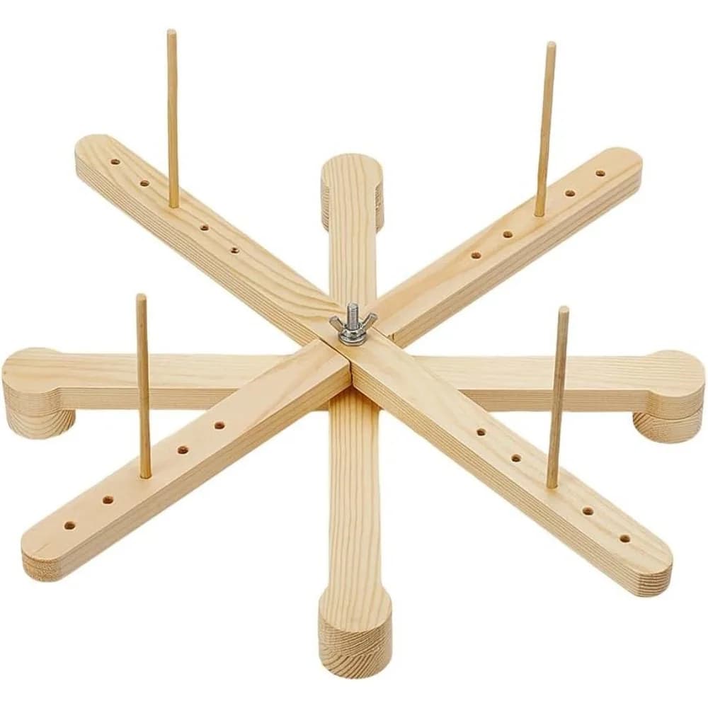 Amish Style Yarn Swift Winder Portable Wooden Swift Desktop Standing Needlecraft Finishing Tool with Flat Cross Base for Wool