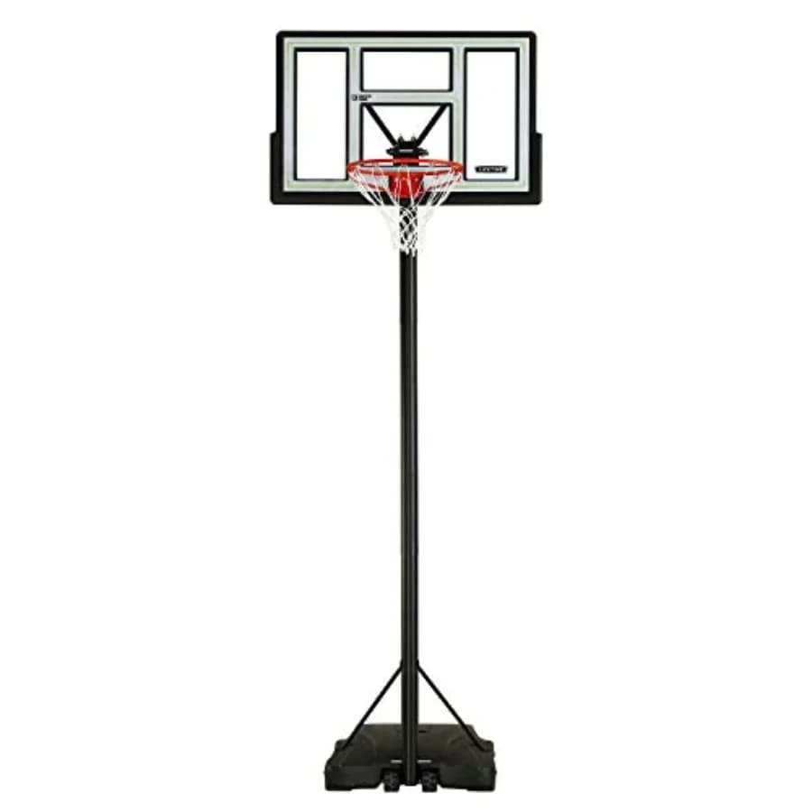 Sistema di basket portatile Pro Court regolabile in altezza per uso esterno, tabellone in policarbonato, colore blu/bianco, regolazione rapida