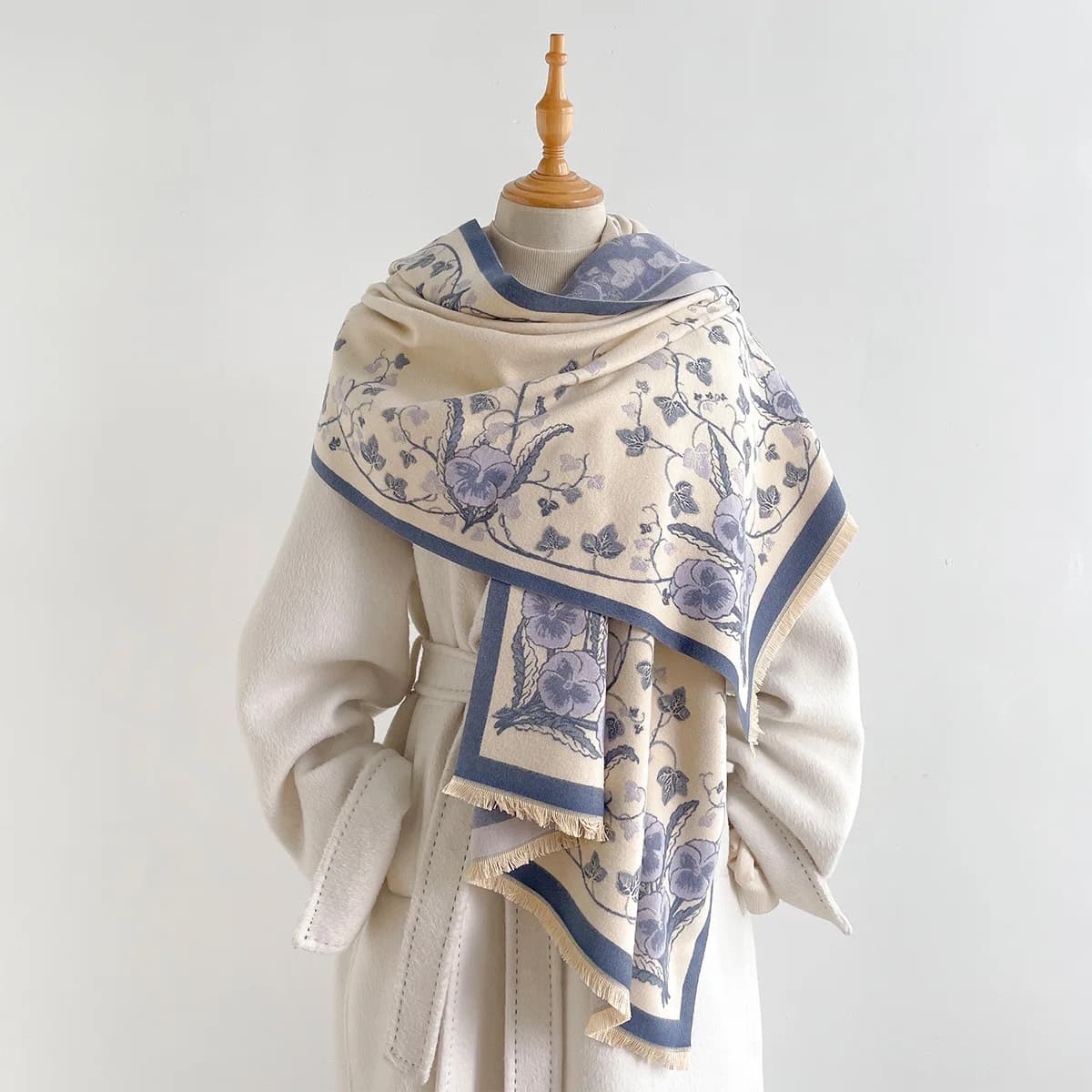 Lady Imitation Cashmere Wrap Shawl Autumn Winter Thick Warm Scarves Neckerchief Double Sided Reversible Fashion Outdoor Blanket