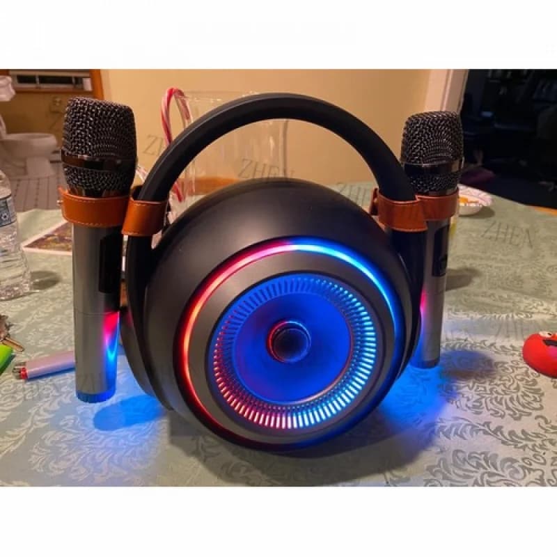 Y Altoparlante Bluetooth portatile per macchina karaoke con 2 microfoni wireless