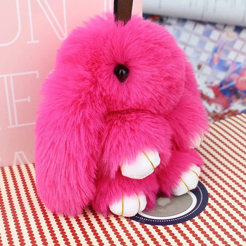 Cute Pluff Bunny Keychain Women's Pelliccia Pom Angelo Rabbit Keychain Lepre Dolls toys for girls Bag for girls Car key Pendant Christmas Gift for children