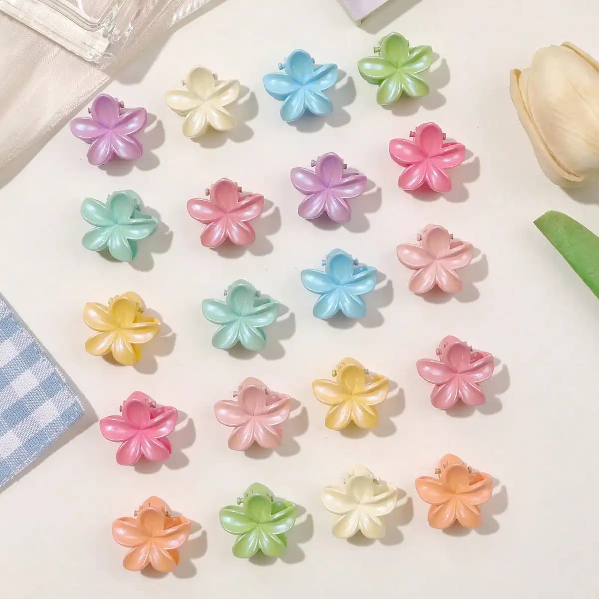 20 Pz Bambina Glitter Mini Fiore Artiglio Dei Capelli Pinze Scintillante Colorato Carino Y2K TinyClip Accessori Per Capelli Moda per Pining Frangia
