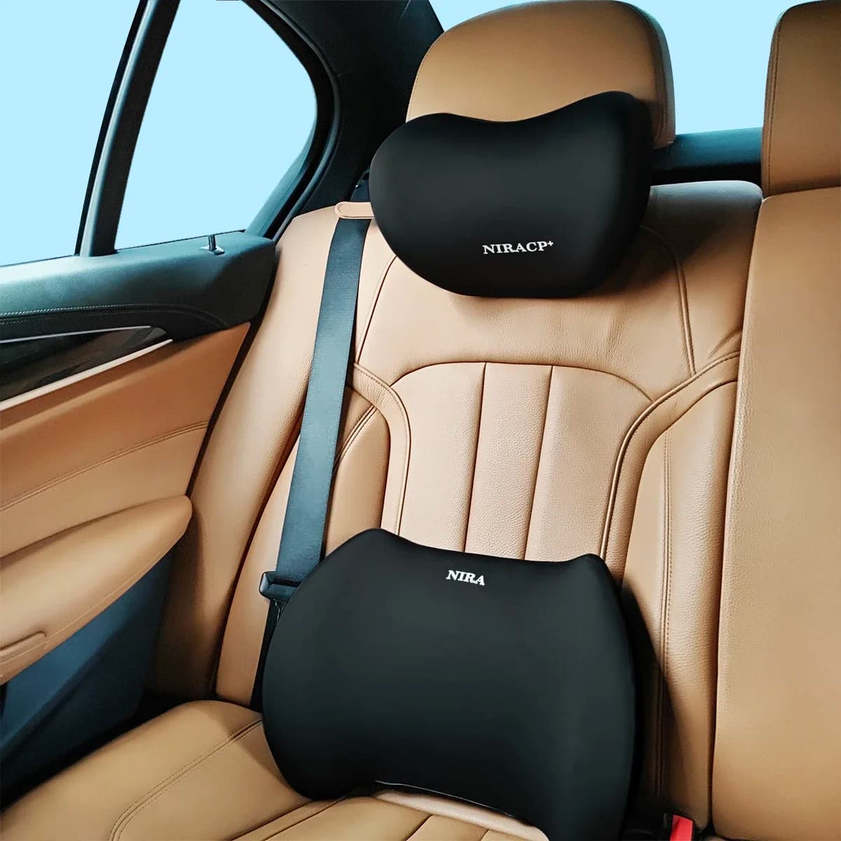 Cuscino Ergonomico per Poggiatesta e Supporto Lombare per Auto, Cuscino per Collo e Schiena del Conducente, Comfort e Guida Sicura