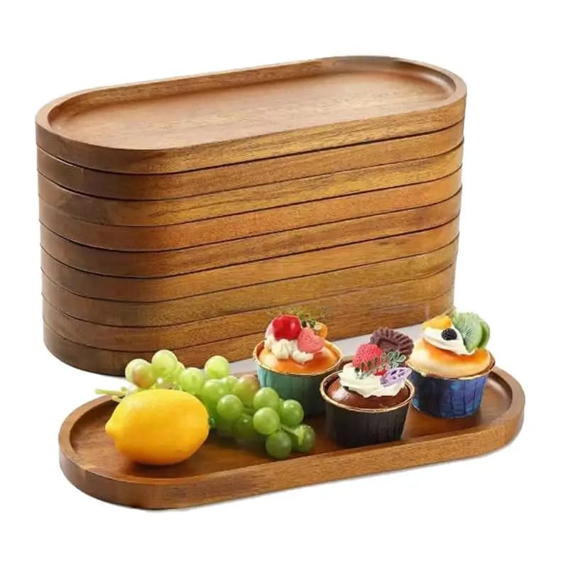 ★ Piatto da dessert rotondo in legno massello, vassoio in legno stile giapponese, piatto per snack, piatto per frutta secca, piatto in legno resistente