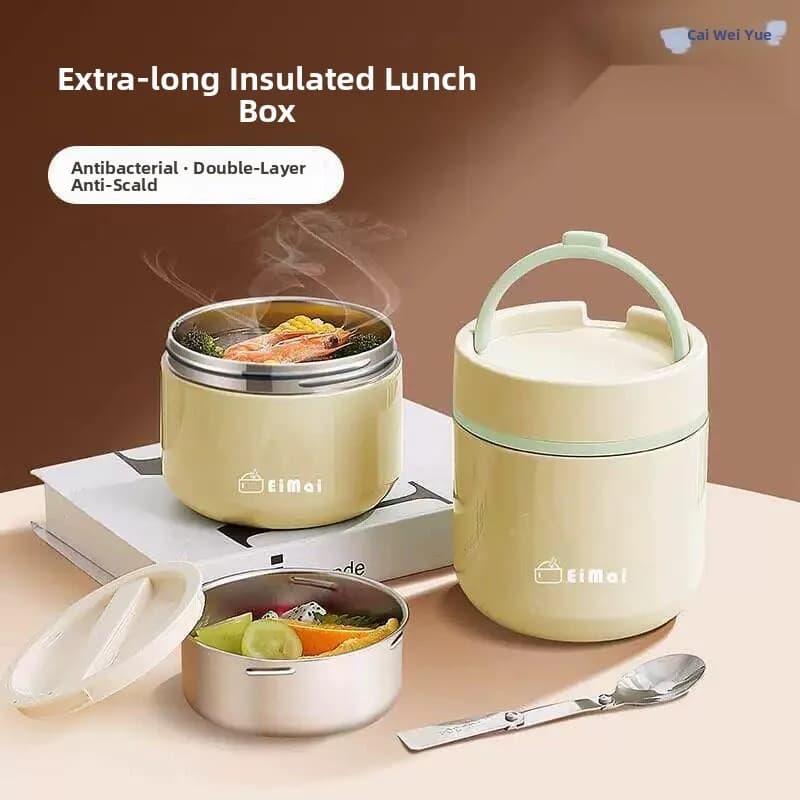 Super Insulated Lunch Box with Lid Portable Food Container Stainless Steel Handheld Bento Box Korean Style Thermal Rice Bucket