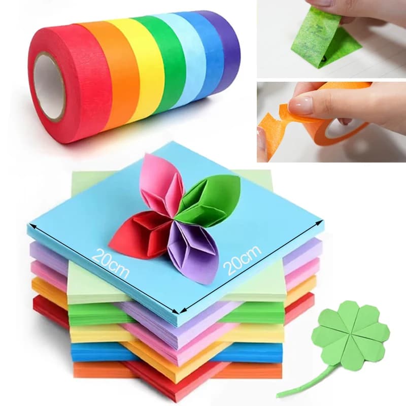 Nastro colorato origami arcobaleno per artisti, adesivi decorativi fai da te per bambini, giocattoli educativi, nastro di carta decorativo