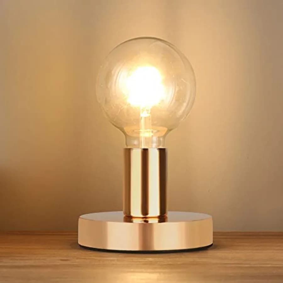 Lampada da Tavolo Industriale, Base E26 E27 Senza Paralume, Mini Lampada da Scrivania Corta con Lampadina a Vista, Supporto Semplice in Metallo per Lampadina Edison, 5.8