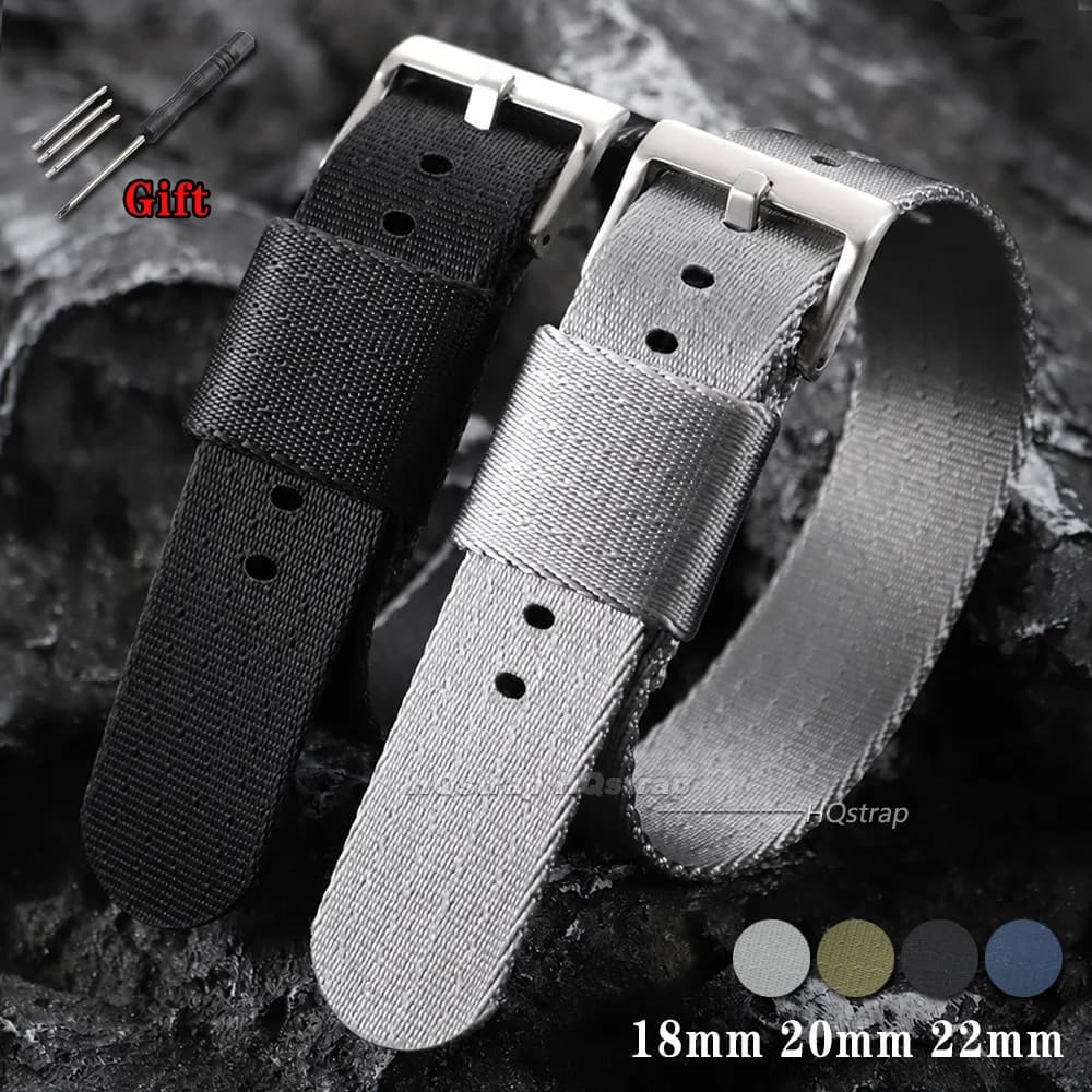 One Piece Nylon Watch Strap 18mm 20mm 22mm Bracelet for Seiko for Rolex Universal Watchband Women Men Wrist Band Accessories