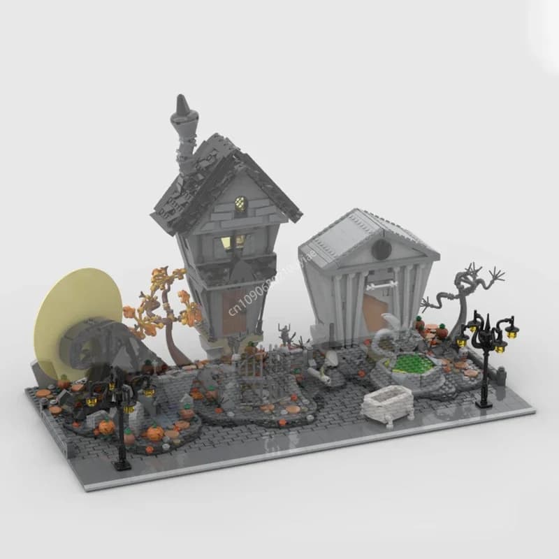 616pcs MOC Modular Display Base for Set 21351 The Nightmare Before Building Blocks Architecture Model Bricks present