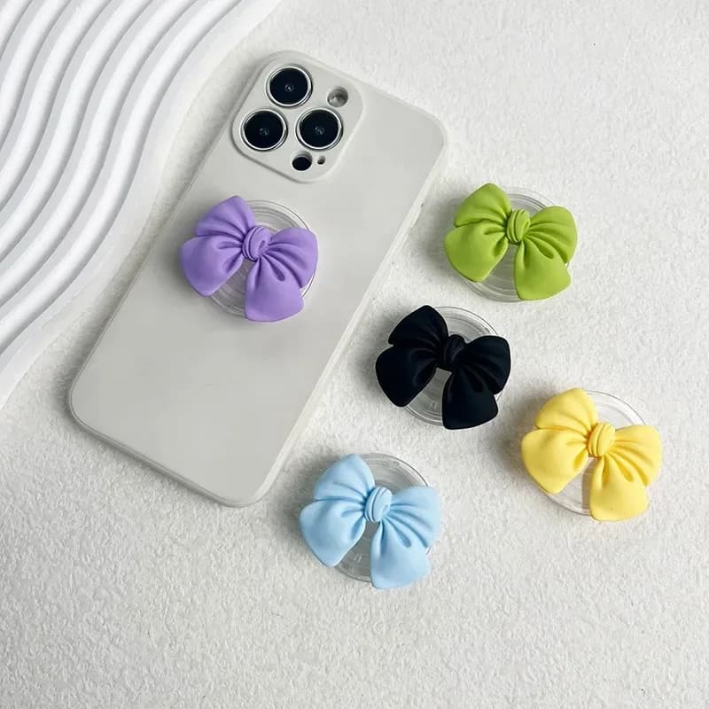 Korean Cute Colorful Bowknot Phone Holder Griptok Finger Ring Support For iPhone Samsung Cases Grip Tok Socket Bracket Girl Gift