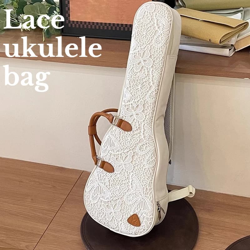 Borsa per ukulele da 24 pollici addensare antiurto impermeabile antigraffio spalle borsa per ukulele portatile in pizzo accessorio per strumenti musicali