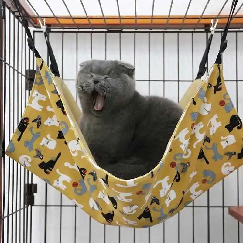 Cuccia a Dondolo in Tela Traspirante per Gatti, Utilizzo Bifacciale, Comoda Trasportino per Animali Domestici, Ideale per la Stagione Invernale