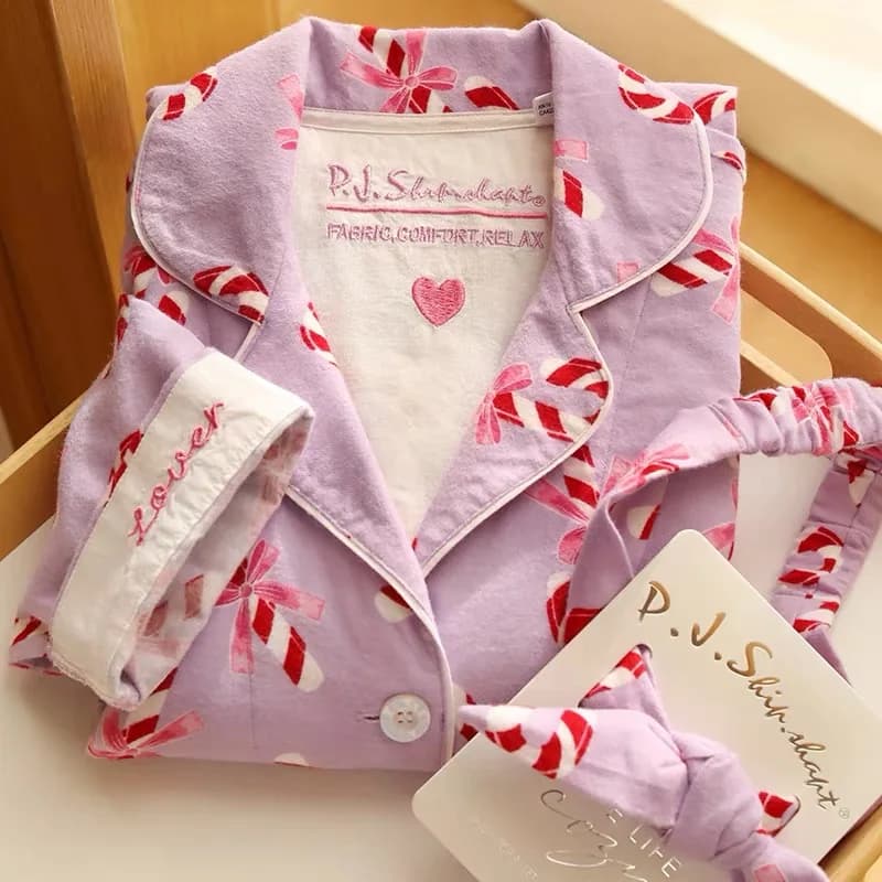 2025 Autumn New clothes for home Lady Cotton pyjamas Dress Cute cartoon Print Bed garments Luxury shirt Pants Girl Gift Pijama