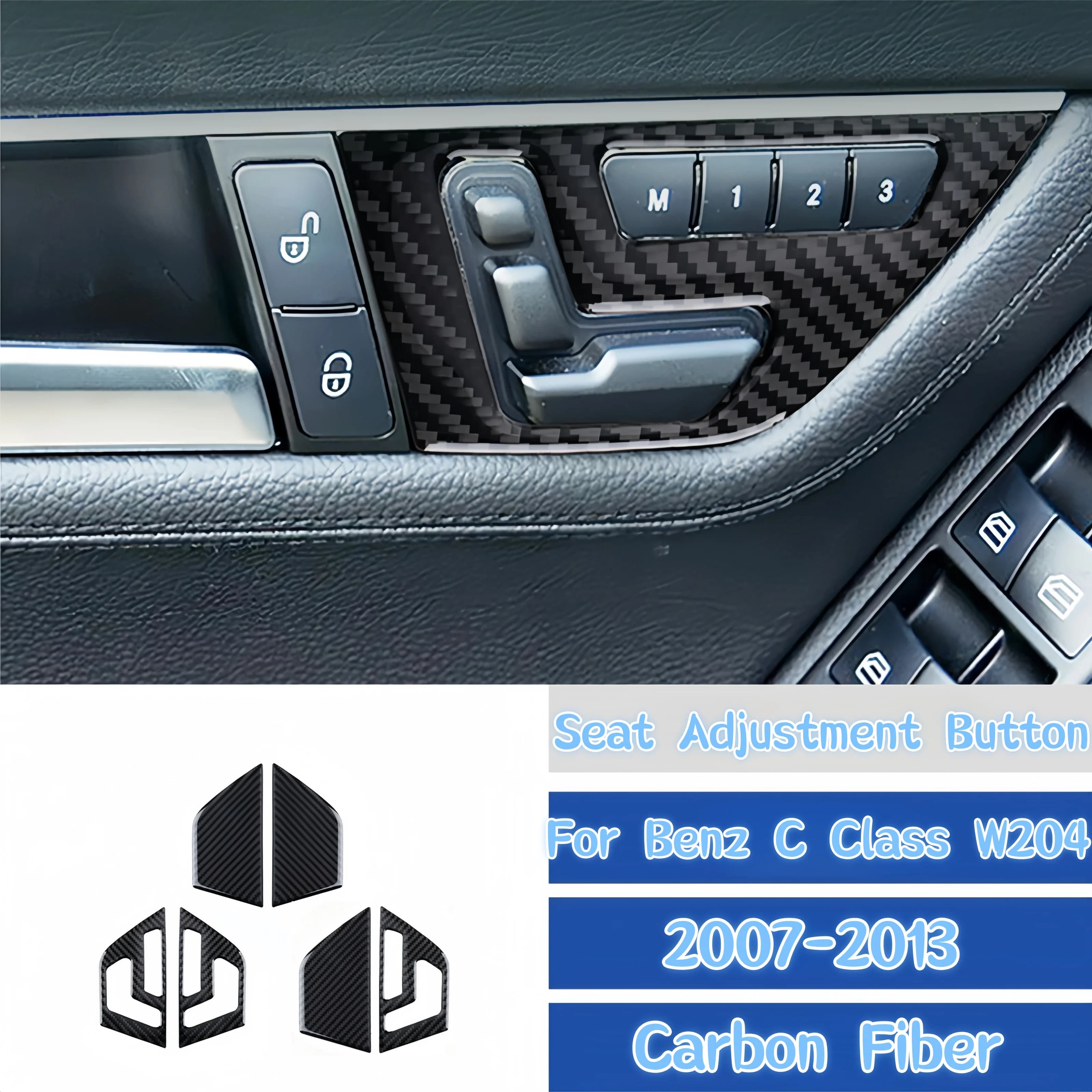 Per Mercedes Benz Classe C W204 2007-2013 Accessori In Fibra di Carbonio Auto Pulsante di Regolazione del Sedile Interruttore Decor Copertura Trim adesivo