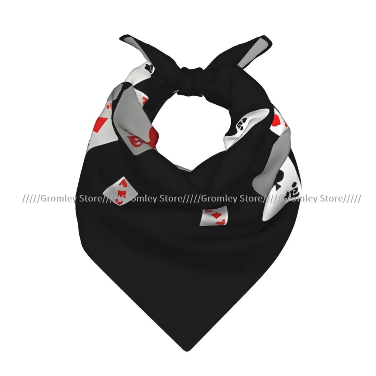 Sciarpa quadrata con motivo a carte da gioco, foulard casual da donna per testa e collo