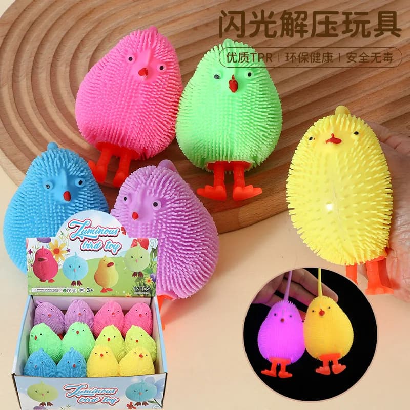 Simpatici pulcini incandescente soffice palla sensoriale spremere pizzico agitarsi bambini giocattolo antistress squishy animale anti-ansia giocattolo regali