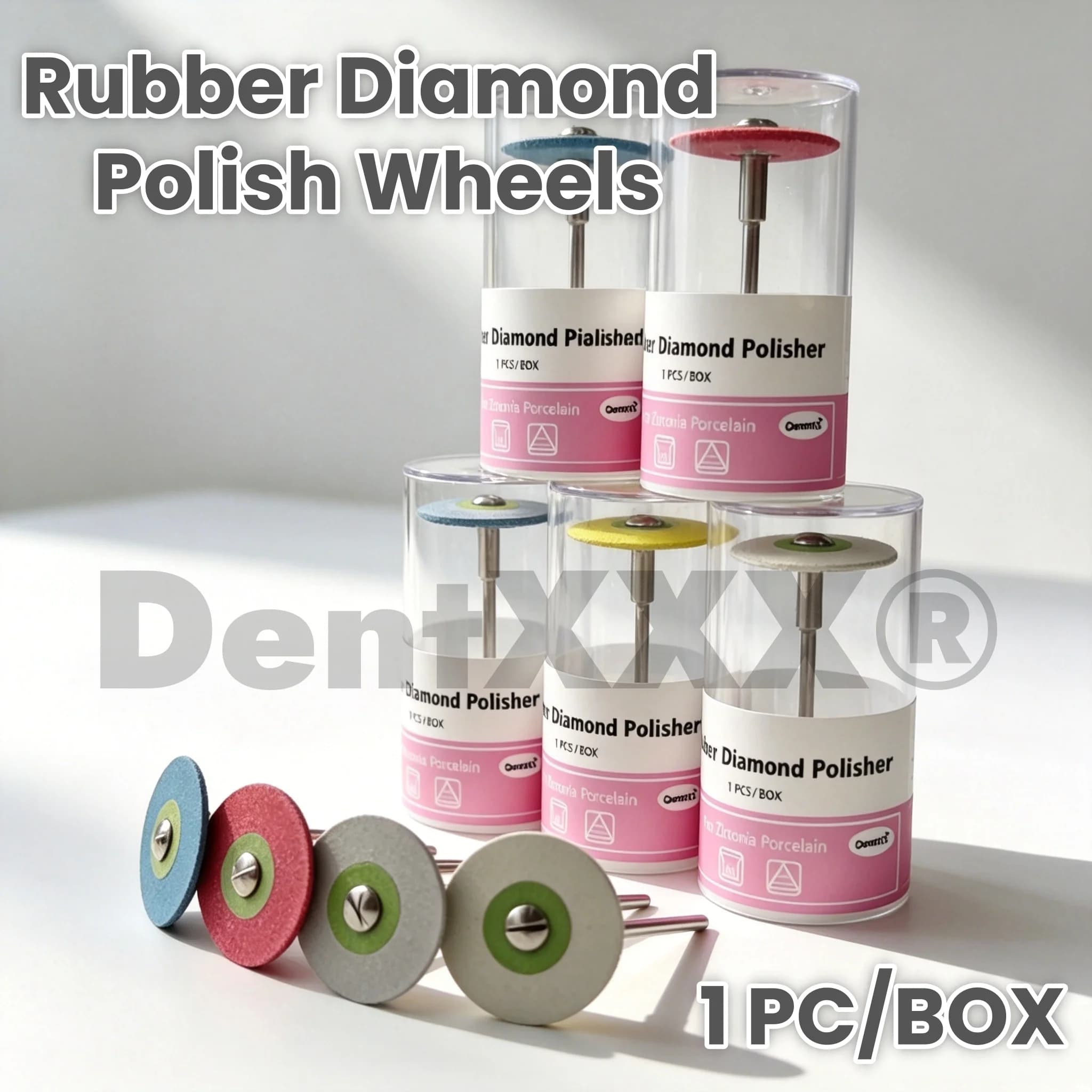 1/5/8PCS Rubber Diamond Polishing Disc Grinding Head, with Different Grits Suitable for Ceramic, Metal and Other Workpieces