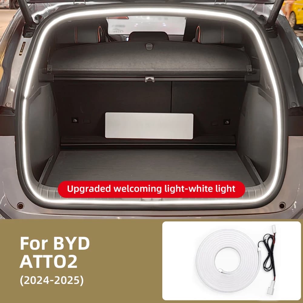 Striscia luminosa per bagagliaio a LED a flusso dinamico per BYD ATTO 2 2024 2025 12V Illuminazione ambientale Cornice decorativa per lampada per porta posteriore