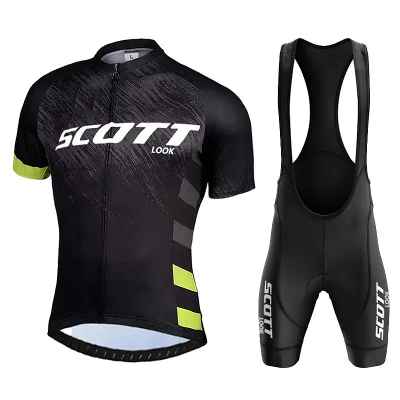 Set Estivo di Abbigliamento da Ciclismo per Uomo, Maglia MTB, T-Shirt Estiva da Ciclismo, Pantaloncini con Bretelle, Completo per Triathlon e Mountain Bike