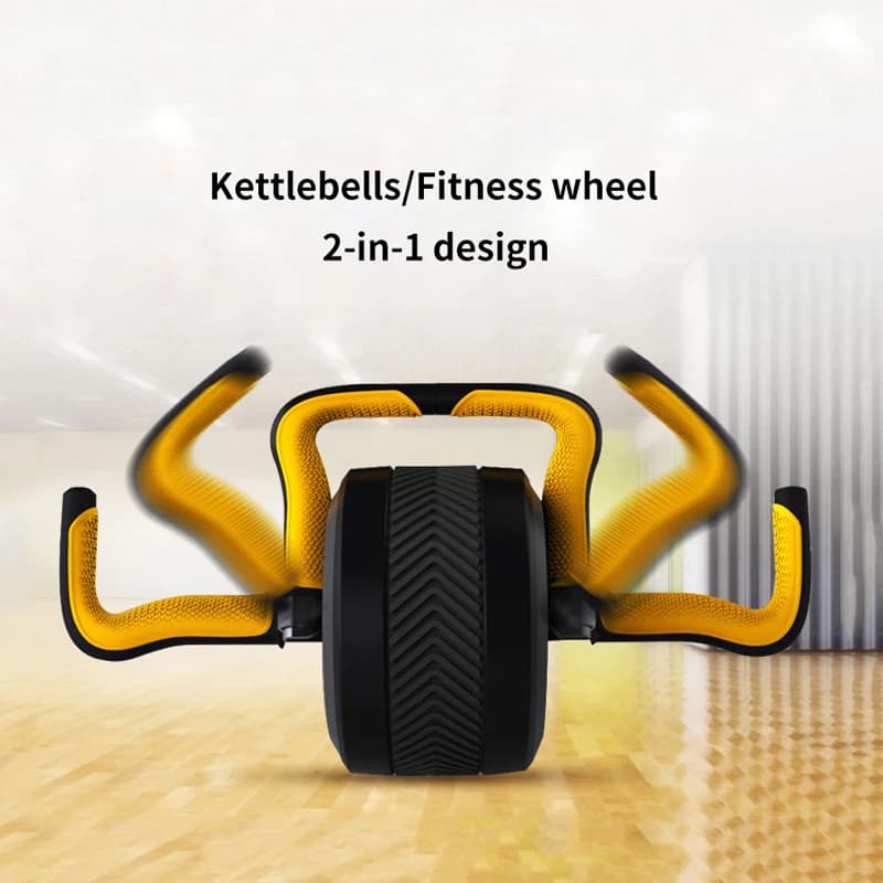 Home Gym Fitness Equipment Training with Abdominal Core 2 in 1 Ab Wheel Roller Exercise Kettlebells Strength Training