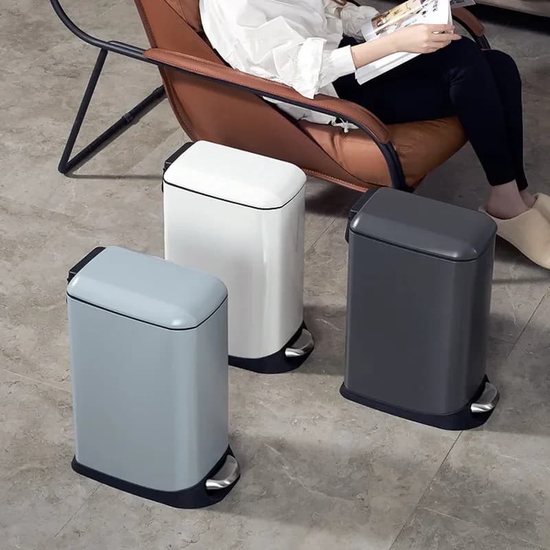 Stainless Steel Spot Trash Can 12L 20L Ultra Narrow Household Crevice Bin for Kitchen Bathroom Toilet Public Space Gray