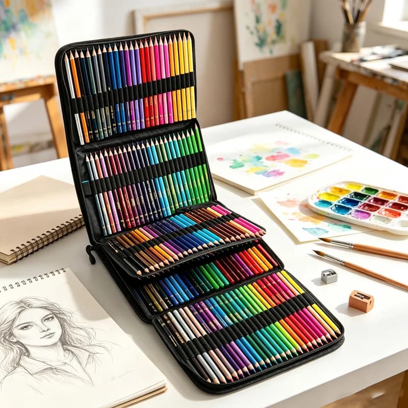 48/72/120/200 Colors Oil & Watercolor Colored Pencils Set with Canvas Bag, Professional Sketching Drawing Artist Art Supplies