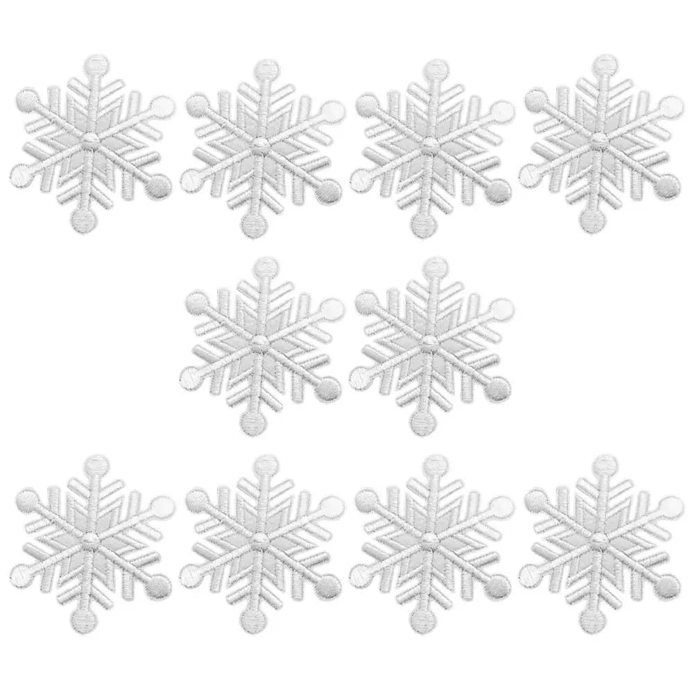 10Pcs Stylish Snowflake Embroidered Iron Patches Clothing Repair Decorative Appliques for Jackets Backpacks Sewing