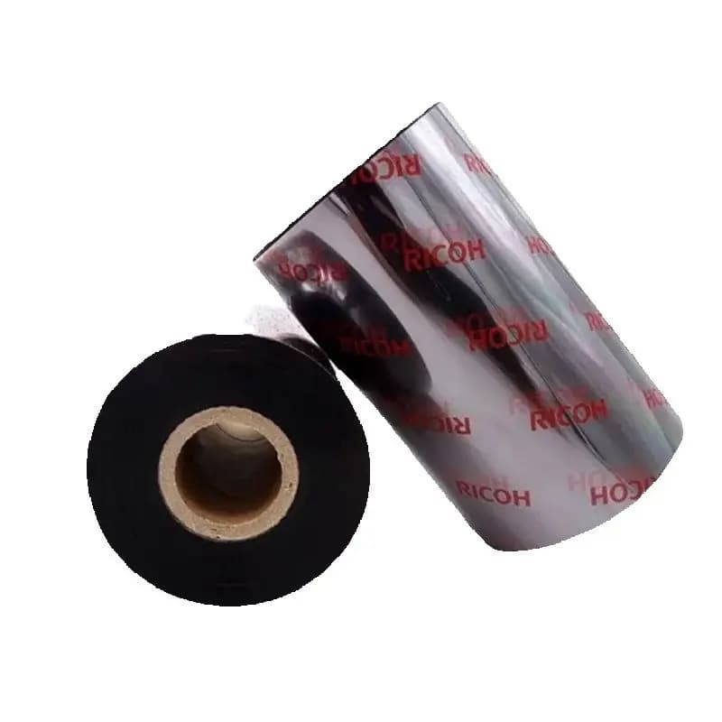 Nastro di trasferimento termico originale in resina cerata B110A da 110 mm per Rioch per stampanti di codici a barre su carta patinata/etichetta/stampa di etichette