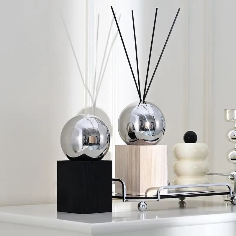Diffusore di Aromi in Acciaio Inox con Base in Legno, Senza Profumo, Decorazione per la Casa, Ornamento Festivo Senza Oli