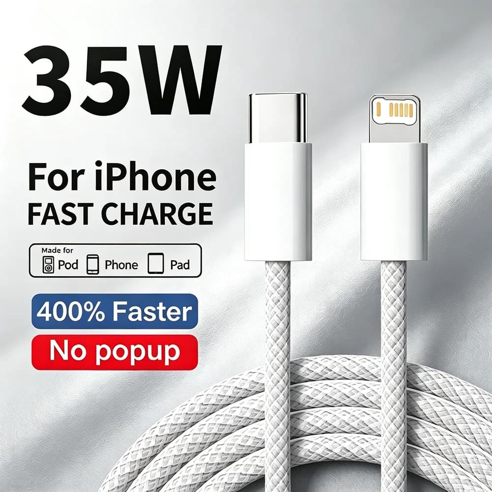 Cavo di ricarica rapida PD 35W per iPhone 11 12 13 mini 14 Pro Max X XR XS Max 7 8 Plus, cavo dati USB-C a ricarica rapida 1m 2m