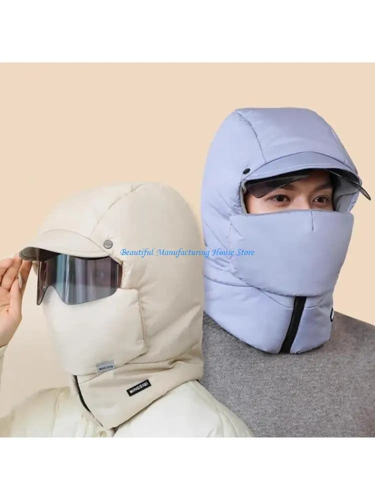 E56A Windproof Full Face Covers Ski Hat With Goggles Cycling Headgears For Skiing