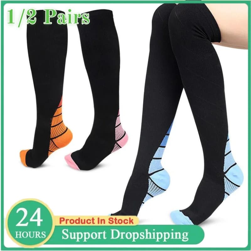 Men's Sports Compression Socks Pressure Socks for Outdoor Sports Racing Long Jumping Socks for Fitness Pulp Socks Muscle Socks for Men and Women
