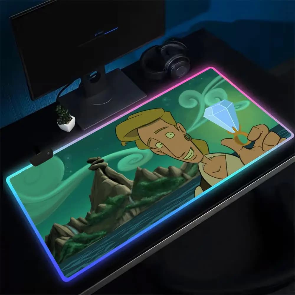 Tappetino per mouse M-Monkey I-Island Tappetino per mouse da gioco anime Tappetini da tavolo a LED Tappetino per mouse da tavolo in gomma retroilluminato XXL Tappetini da scrivania RGB