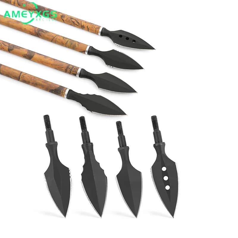 6/12pcs Tiro con l'arco Punta di freccia Bersaglio Punta larga Filo universale Acciaio ad alto tenore di carbonio Albero di freccia fai da te per accessori di tiro all'aperto