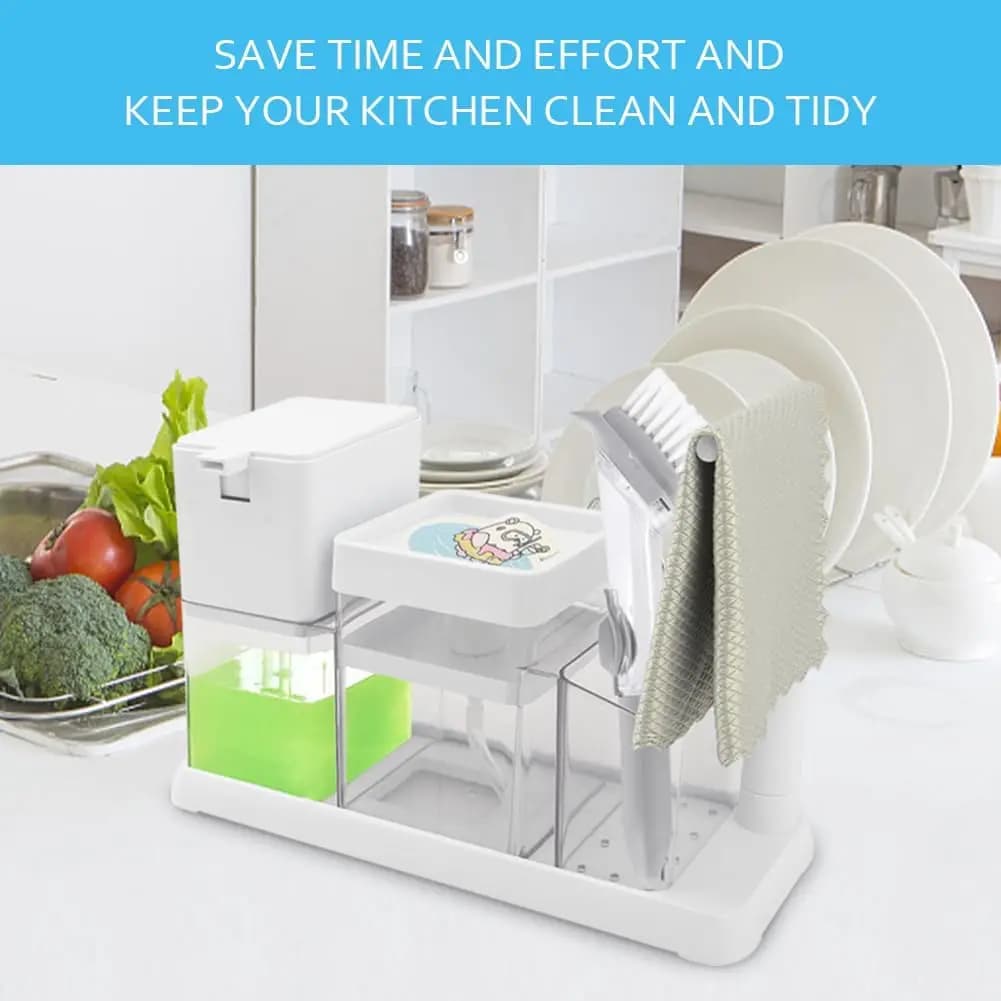 Dispenser di sapone da cucina con set porta spugna Set di dispenser di sapone per piatti e sapone per le mani 2 in 1 per lavello della cucina