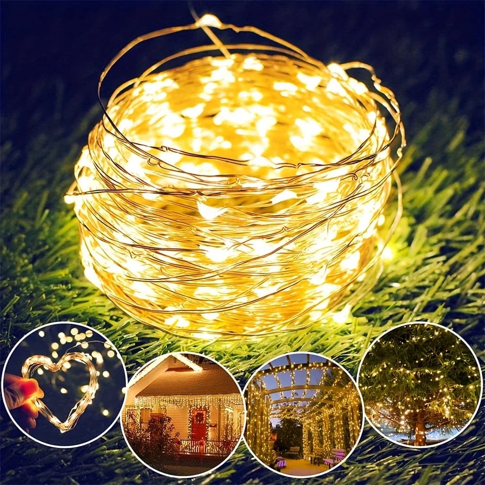 1pc 50/100/200 LED Filo di Rame Fata Luci Della Stringa Impermeabile con 8 Modalità di Controllo Remoto Per La Casa All'aperto Camera Da Letto decorazioni di nozze