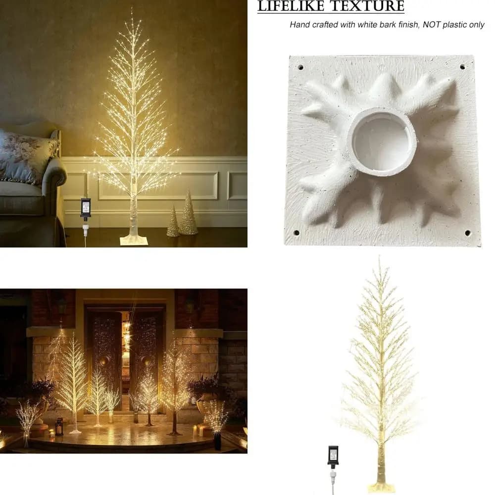 Albero alpino bianco luminoso da 6 piedi con 810 lucine per decorazioni natalizie per interni ed esterni
